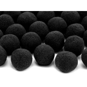 Pompony pluszowe PartyDeco 2cm Czarne, 20szt